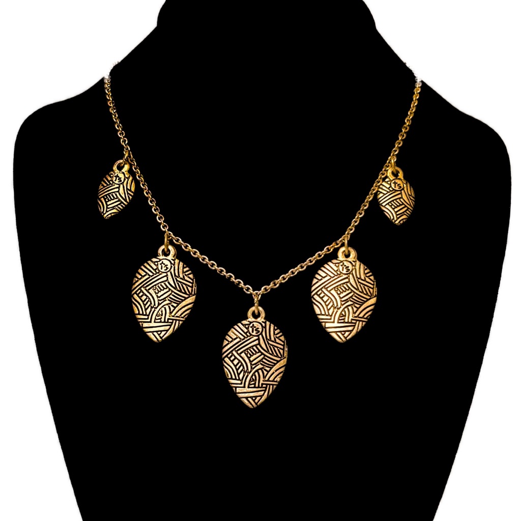 New - The Sak Gold Two-Sided Geometric Leaf Pendant Necklace Adjustable 16